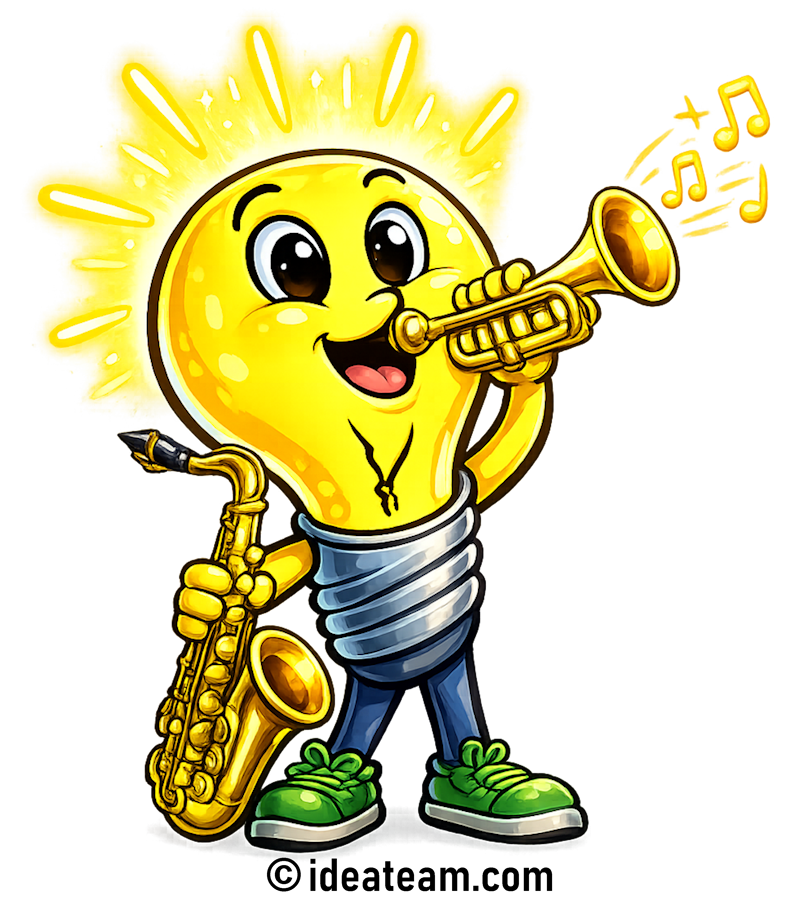 ideateam.com lightbulb guy cartoon logo